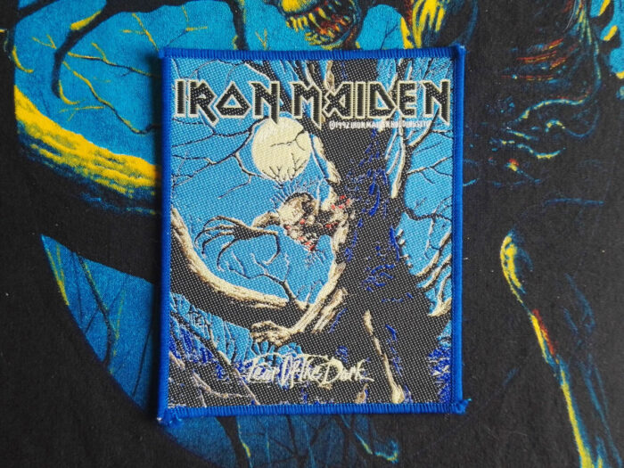 Iron Maiden Fear Of The Dark Blue Border Woven Patch 1992