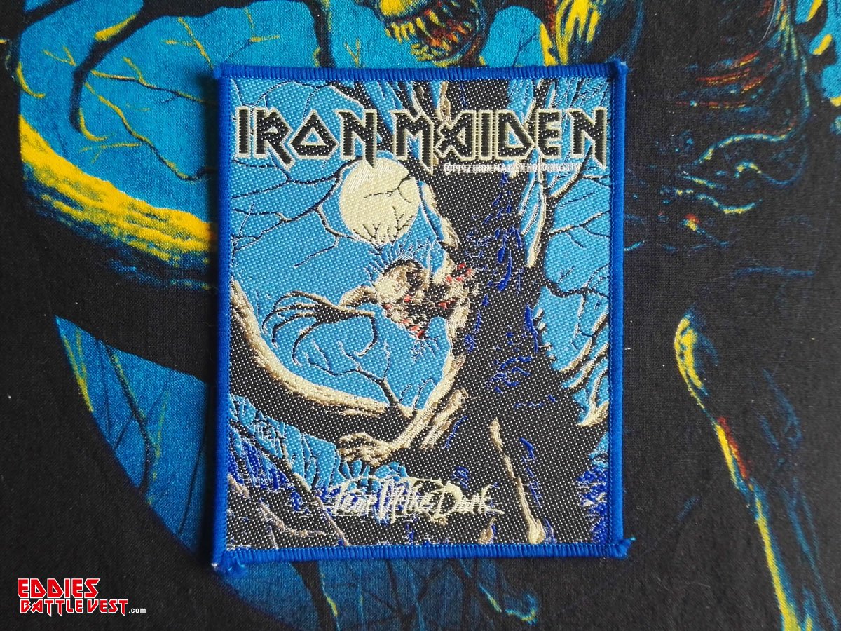 Iron Maiden Fear Of The Dark Blue Border Woven Patch 1992