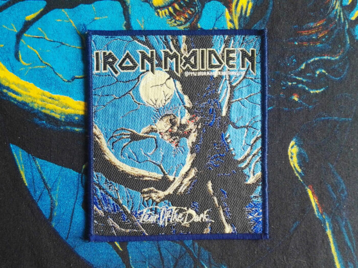 Iron Maiden Fear Of The Dark Blue Dark Border Woven Patch 1992