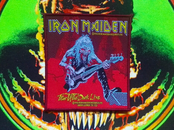 Iron Maiden Fear Of The Dark Live Red Border Woven Patch 1993