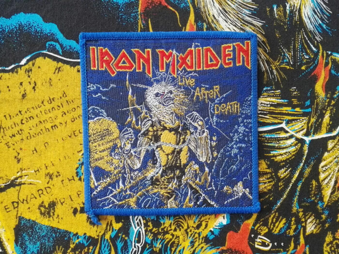 Iron Maiden Live After Death Blue Border Woven Patch