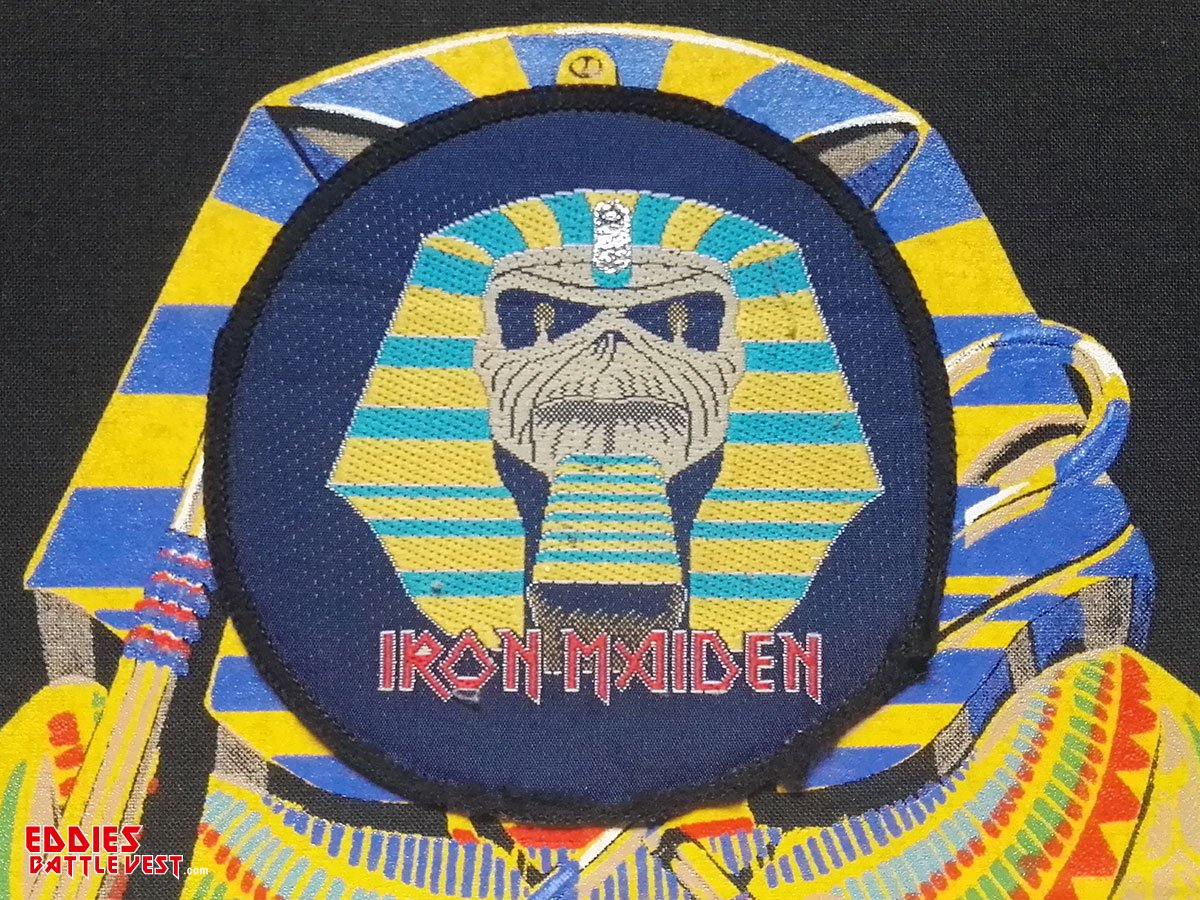 Iron Maiden "Powerslave Mummy" Black Border Circular Woven Patch