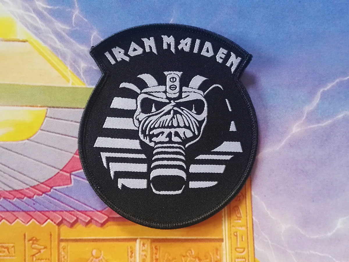 Iron Maiden Powerslave Mummy Black White Woven Patch 2019