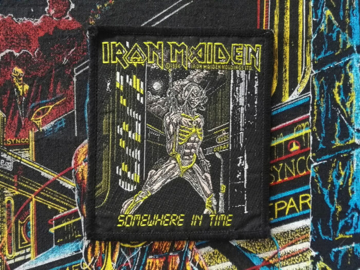 Iron Maiden Somewhere In Time Black Border Woven Patch Yellow Version 1986
