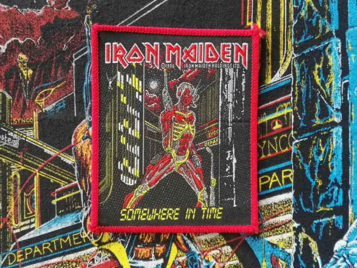 Iron Maiden Somewhere In Time Red Border Woven Patch 1986