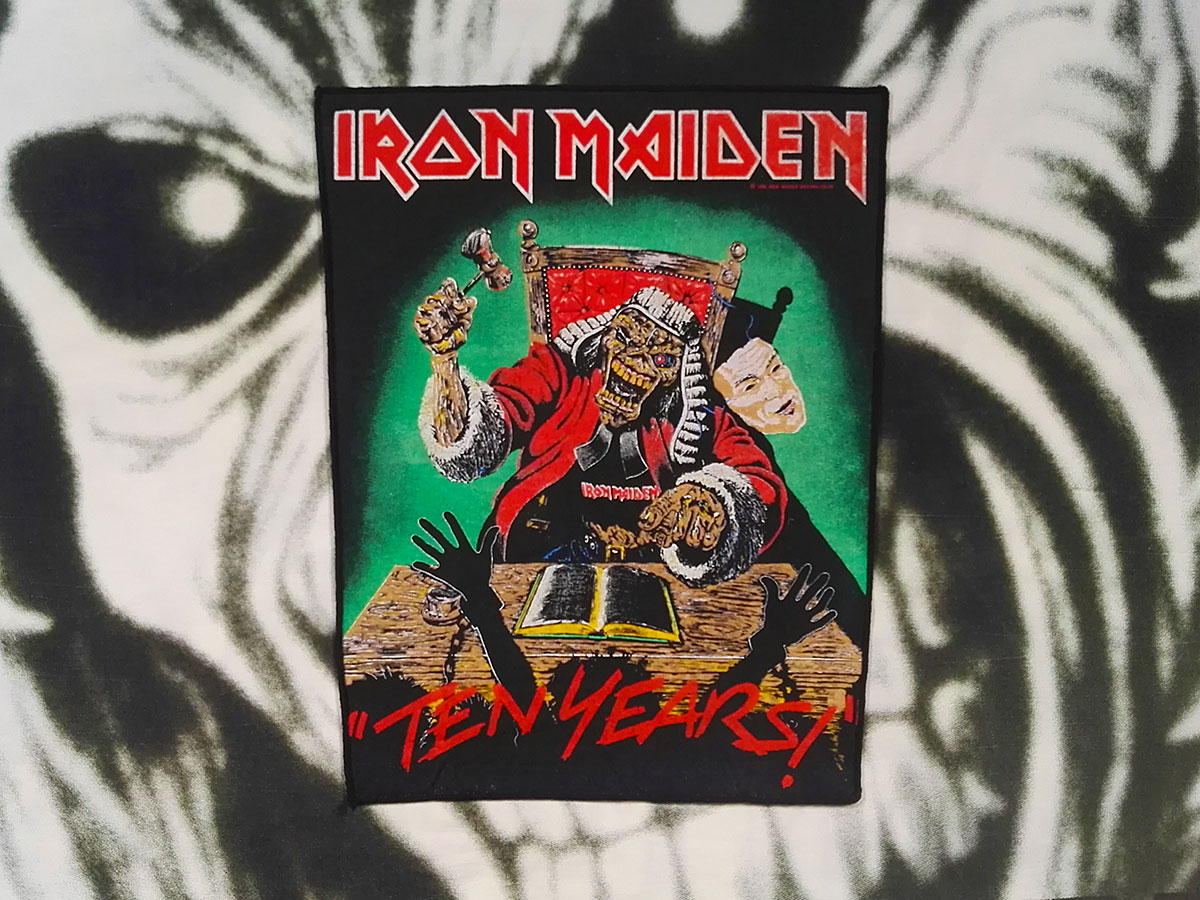 Iron Maiden Ten Years Backpatch Dark Version 1990