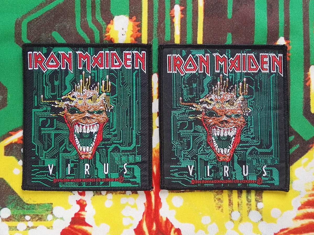 Iron Maiden "Virus" Woven Patch 1996 Comparison