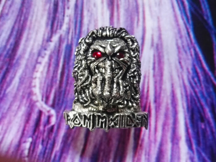 Iron Maiden Eddie Finger Pin Badge 1997 Front