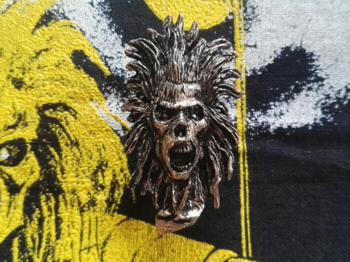 Iron Maiden First Album Pin Badge without logo made by Alchemy Front