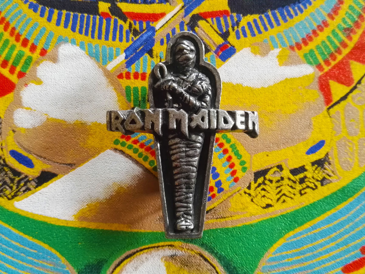 Iron Maiden Powerslave Mummy Pin Badge 1999 Alchemy Front