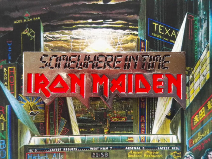 Iron Maiden Somewhere In Time Pin Badge 1989 Front