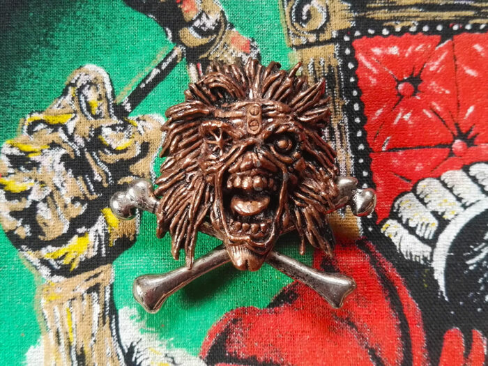 Iron Maiden Ten Years Pin Badge Bronze Version 1990 Alchemy Front