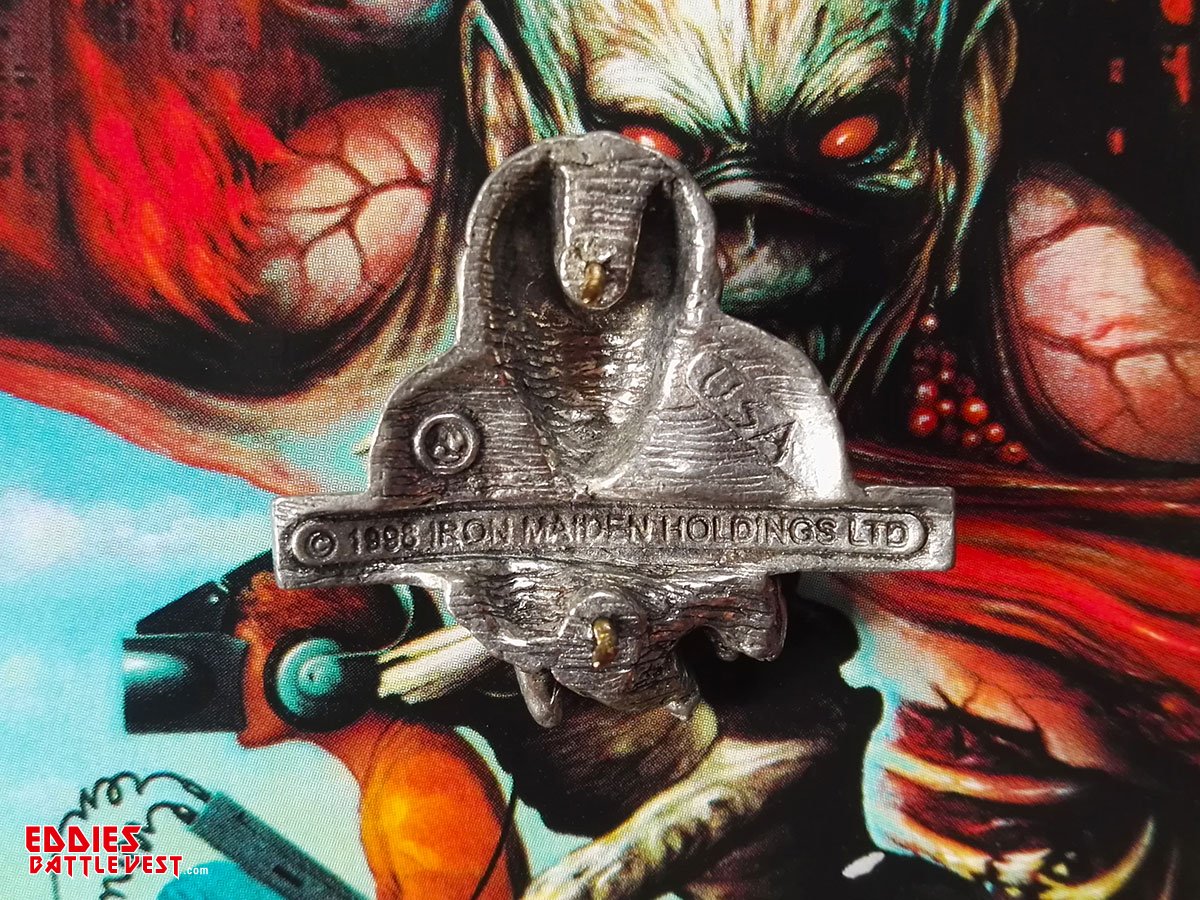 Iron Maiden Virtual XI Pin Badge Alchemy 1998 USA Back