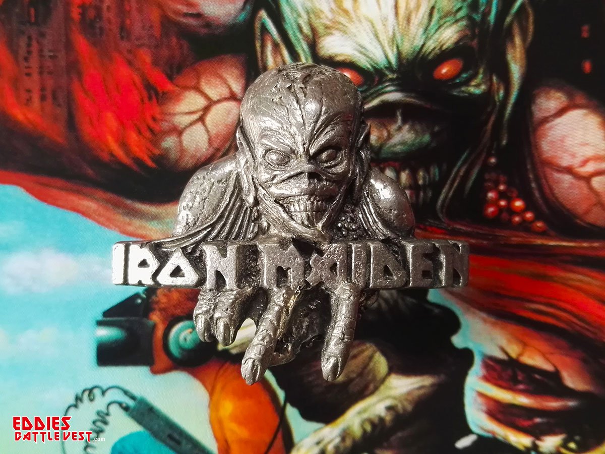 Iron Maiden Virtual XI Pin Badge Alchemy 1998 USA Front
