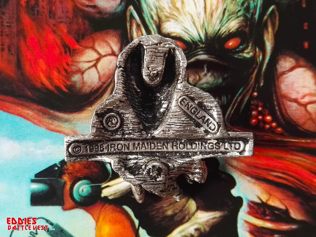 Iron Maiden Virtual XI Pin Badge Alchemy England 1998 Back