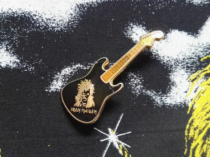 Iron Maiden First Album Guitar Pin Badge Front