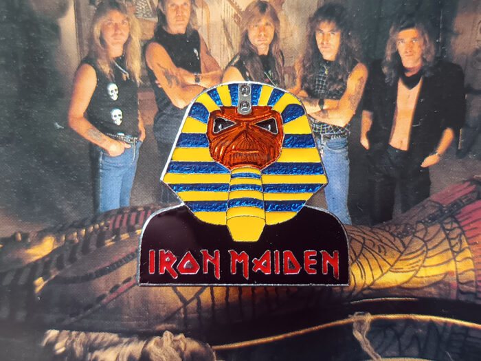 Iron Maiden Powerslave Pin Badge 1984 Front