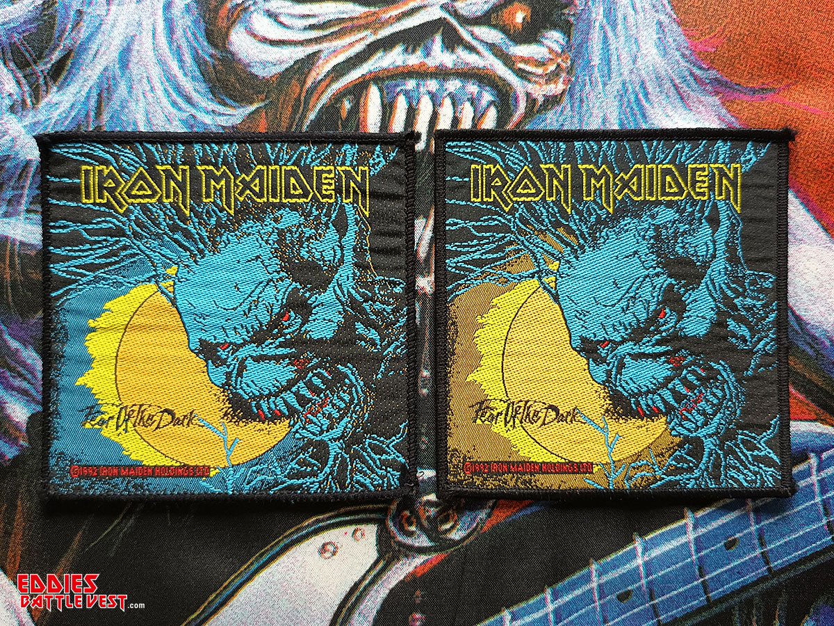 Iron Maiden "Fear Of The Dark" Woven Patch 1992 Comparison