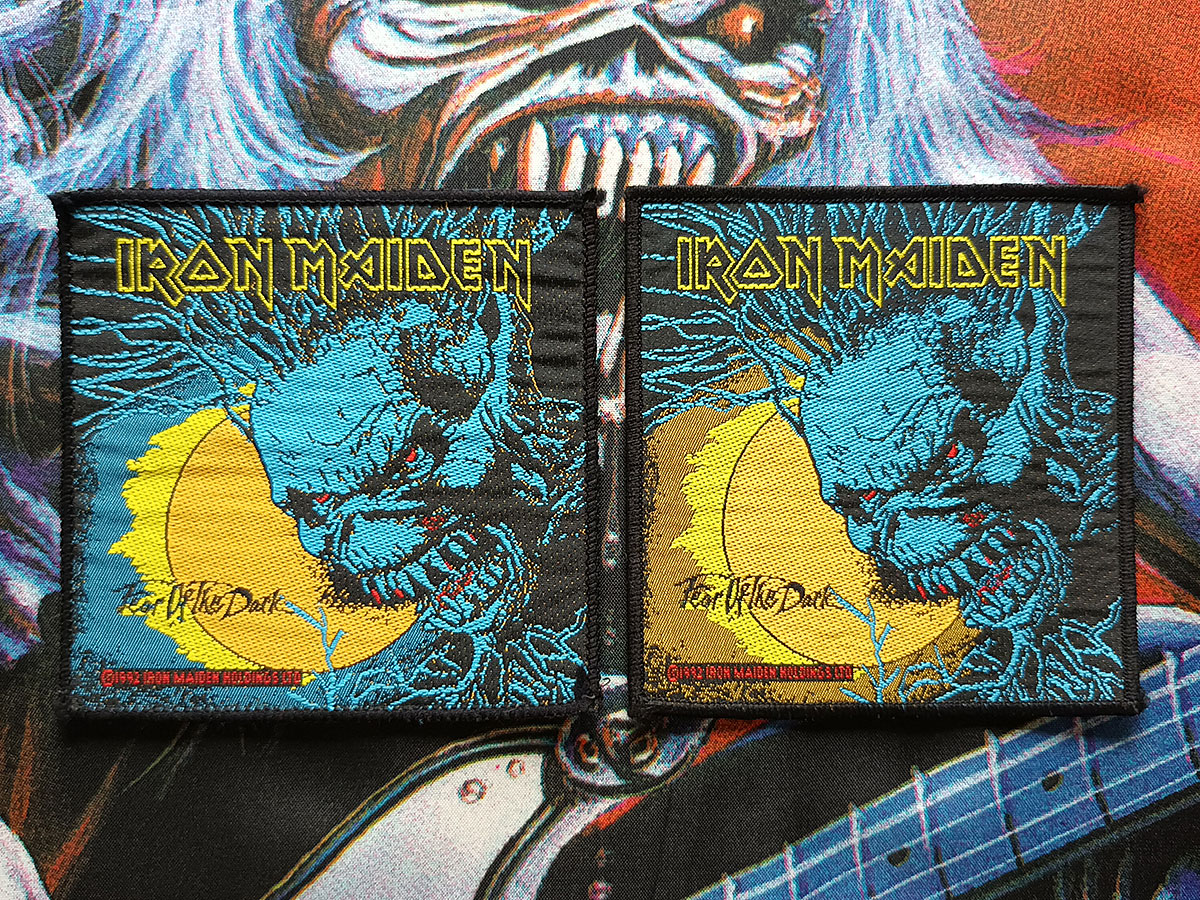 Iron Maiden "Fear Of The Dark" Woven Patch 1992 Comparison