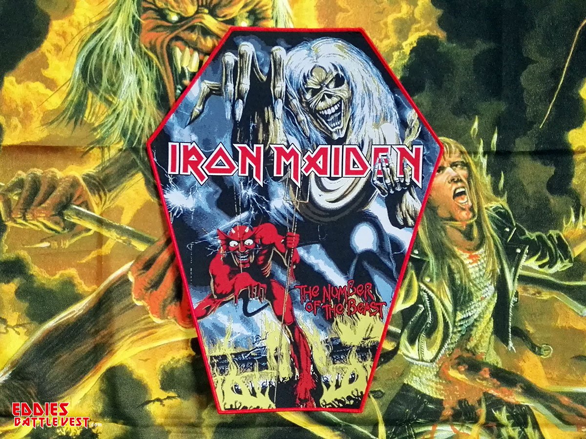Iron Maiden The Number Of The Beast Red Border Backpatch Pull The Plug