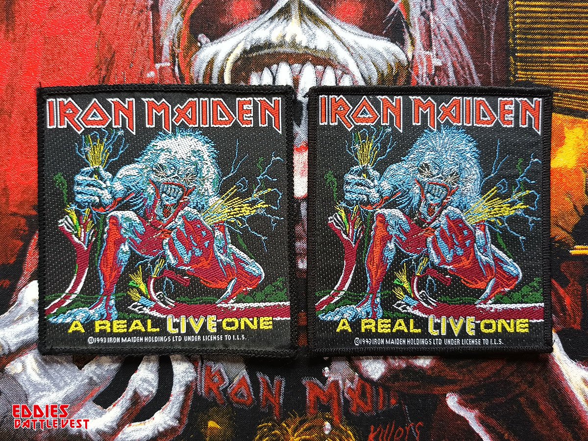 Iron Maiden "A Real Live One" Woven Patch 1993 Comparison