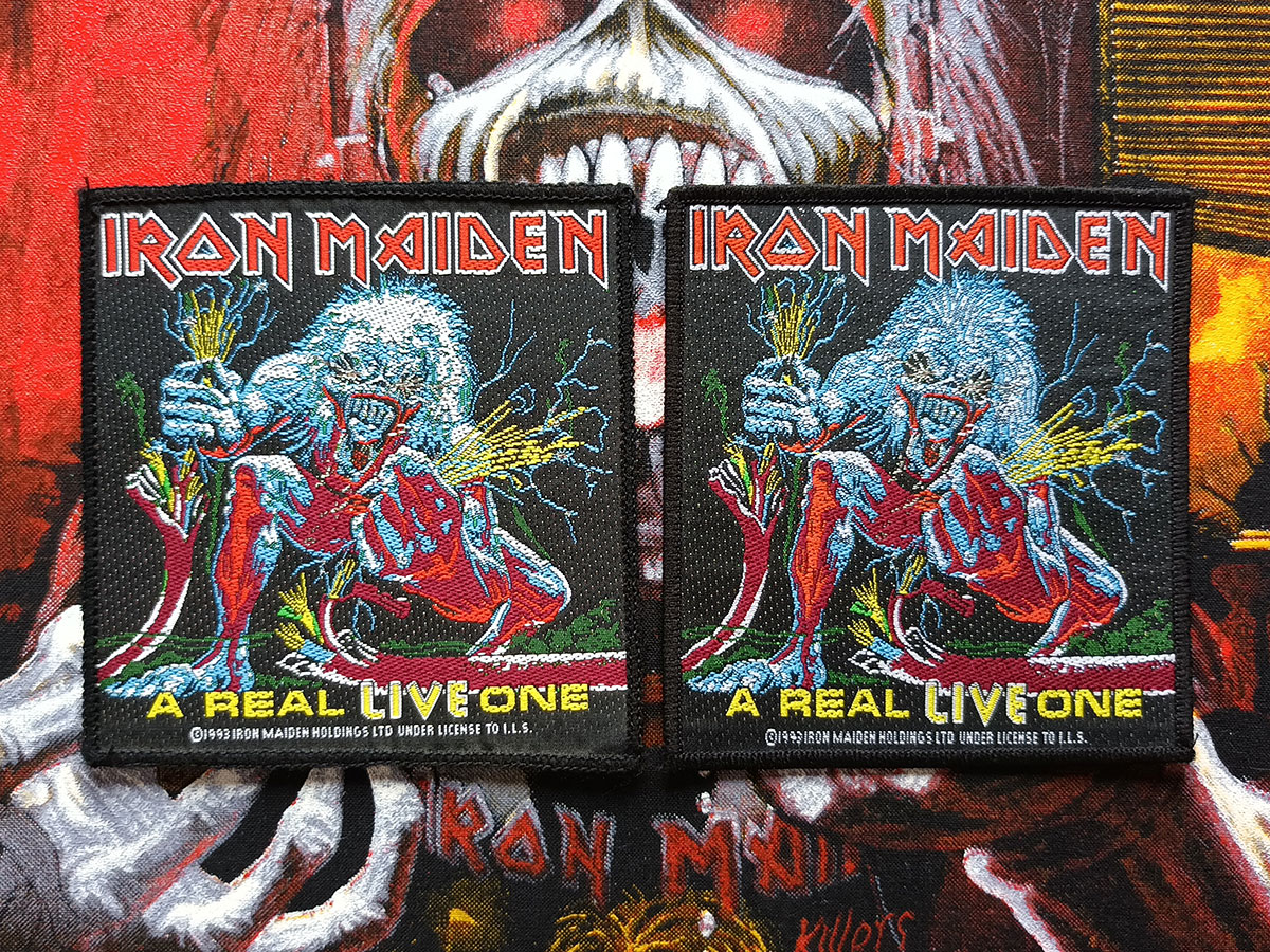 Iron Maiden "A Real Live One" Woven Patch 1993 Comparison