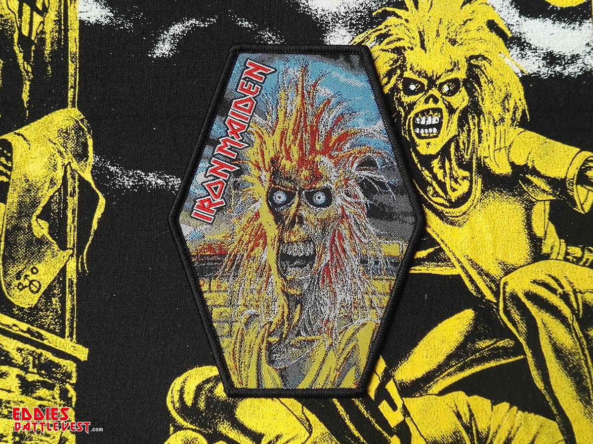 Iron Maiden “First Album” Black Border Woven Patch 2021 made by Pull The Plug Patches Front