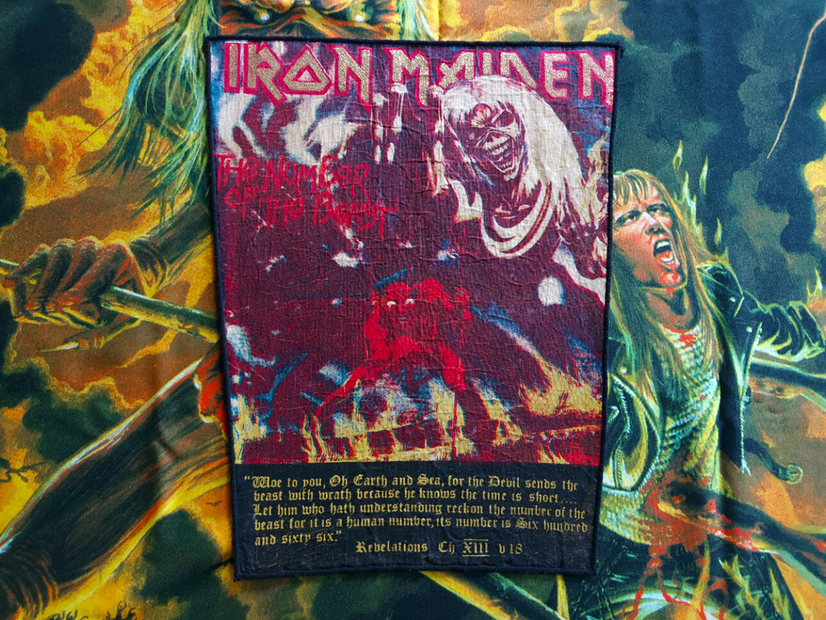 Iron Maiden "The Number Of The Beast" Backpatch Bootleg with scripture version V