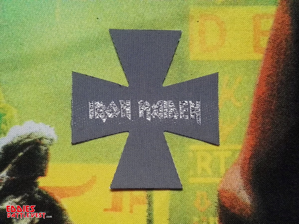 Iron Maiden "Logo Cross" Woven Patch Iron On Front