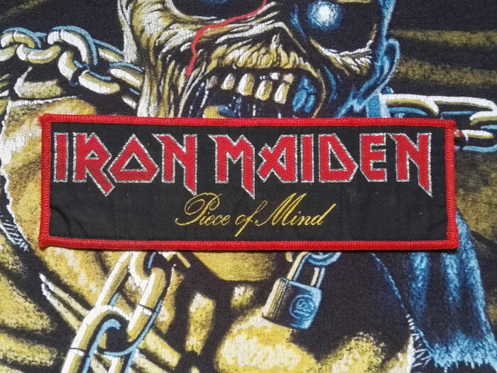Iron Maiden "Piece Of Mind" Red Border Woven Stripe Patch
