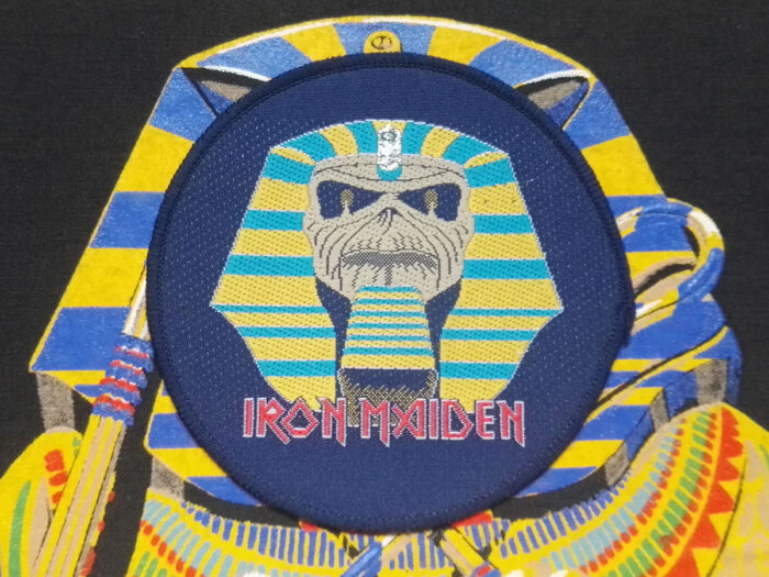 Iron Maiden "Powerslave Mummy" Dark Blue Border Circular Woven Patch