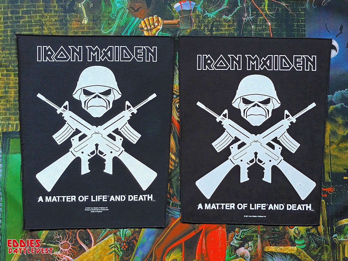 Iron Maiden "A Matter Of Life And Death Crossed Guns" Backpatch Comparison