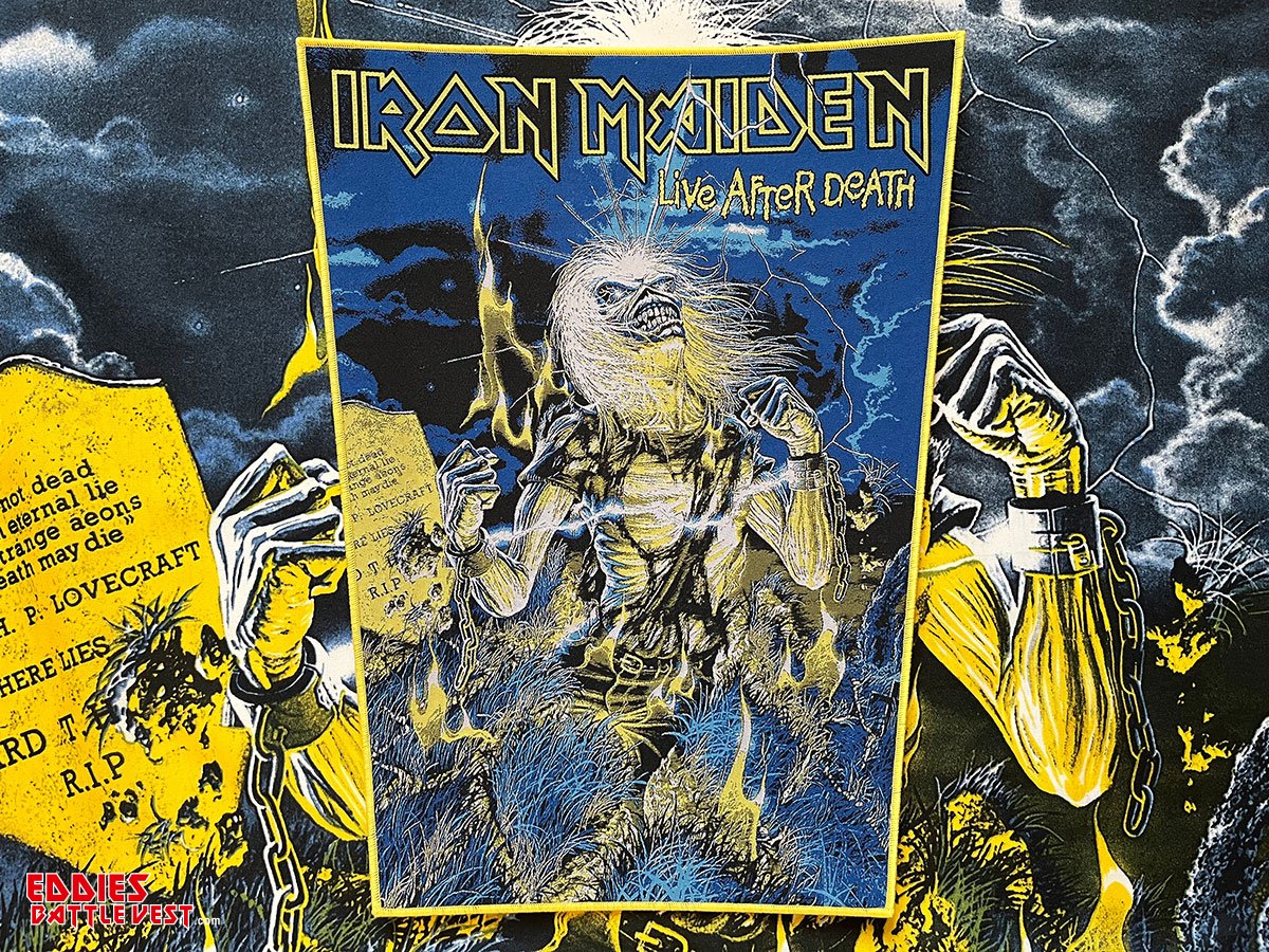 Iron Maiden "Live After Death" Yellow Border Woven Backpatch