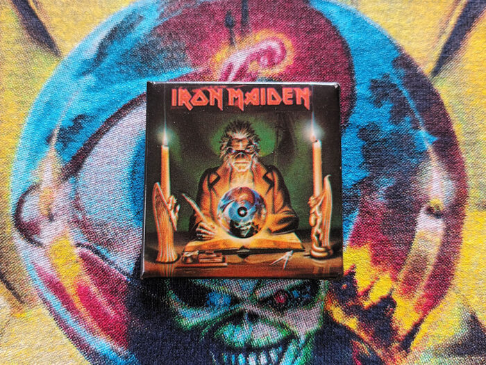 Iron Maiden "The Clairvoyant" Square Pin Badge Front