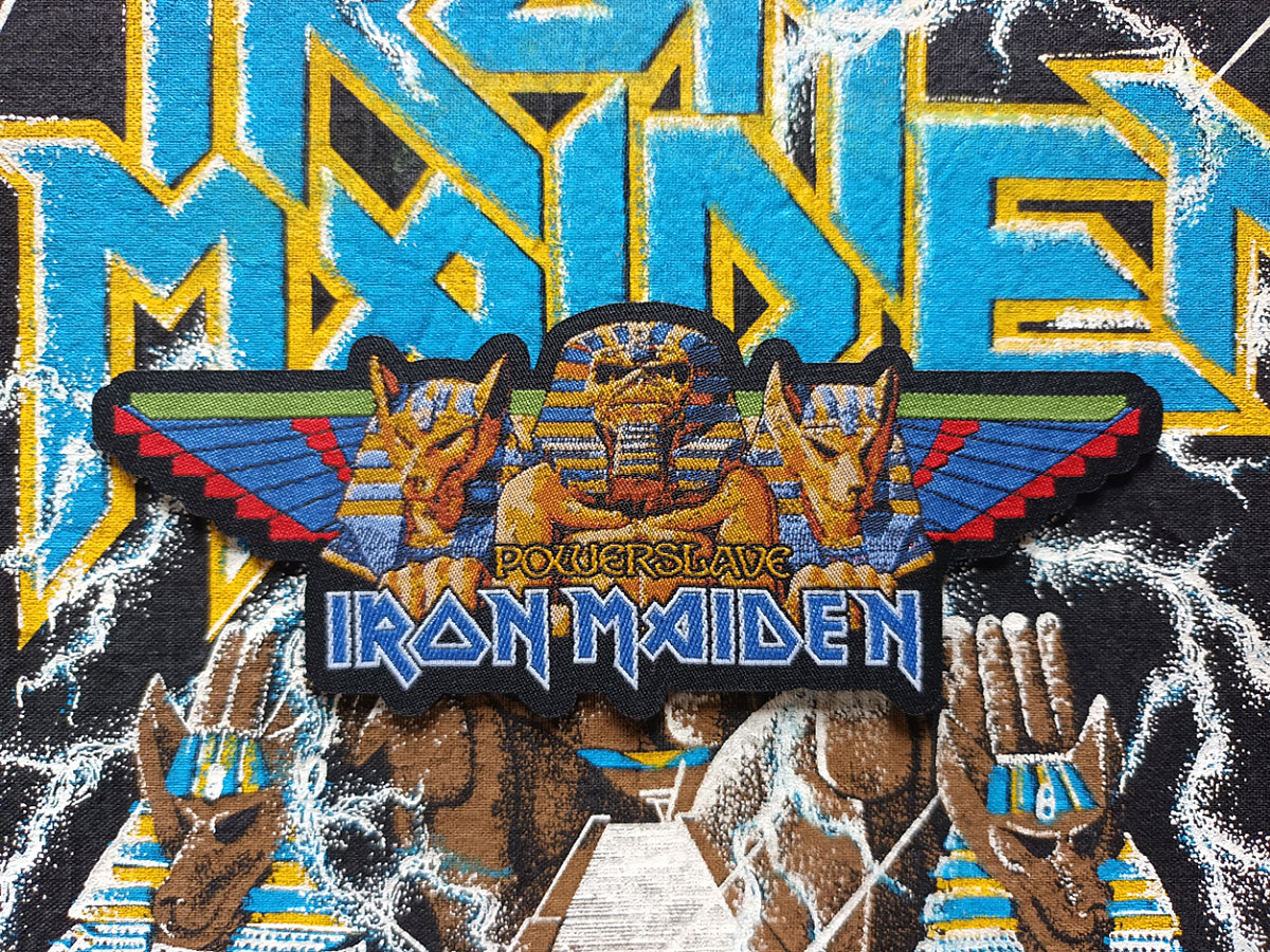 Iron Maiden "Powerslave" Shaped Woven Patch Small Version
